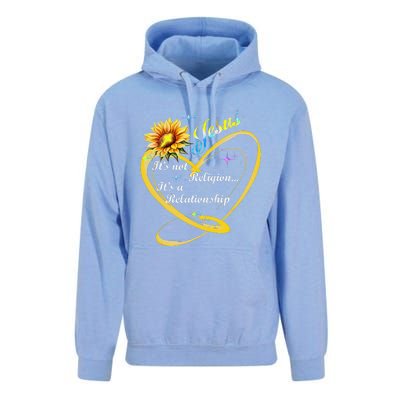 Jesus Its Not A Religion Its A Relationship Sunflower Art Unisex Surf Hoodie