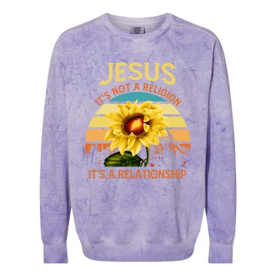 Jesus Its Not A Religion Its A Relationship Sunflower Art Colorblast Crewneck Sweatshirt