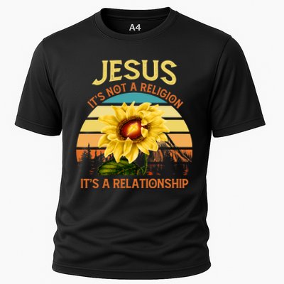 Jesus Its Not A Religion Its A Relationship Sunflower Art Cooling Performance Crew T-Shirt