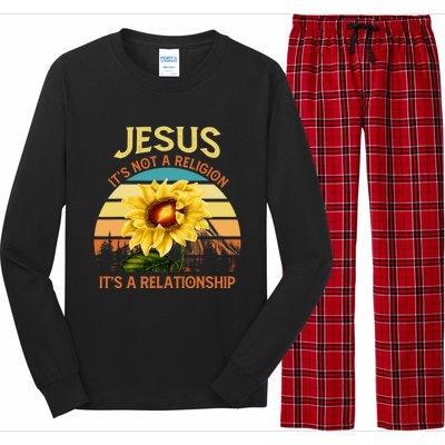 Jesus Its Not A Religion Its A Relationship Sunflower Art Long Sleeve Pajama Set