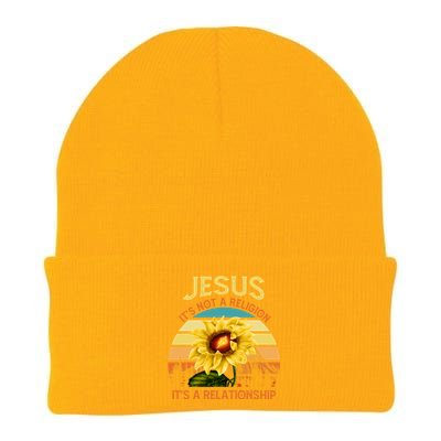 Jesus It's not a Religion It's a Relationship Sunflower Art Knit Cap Winter Beanie