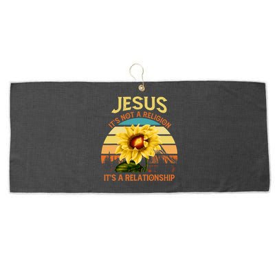 Jesus It's not a Religion It's a Relationship Sunflower Art Large Microfiber Waffle Golf Towel