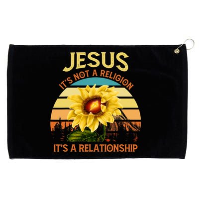 Jesus It's not a Religion It's a Relationship Sunflower Art Grommeted Golf Towel