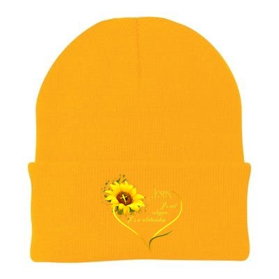 Jesus Its Not A Religion Its A Relationship Sunflower Art Short Sleeve Knit Cap Winter Beanie