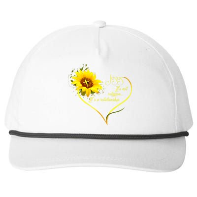 Jesus Its Not A Religion Its A Relationship Sunflower Art Short Sleeve Snapback Five-Panel Rope Hat