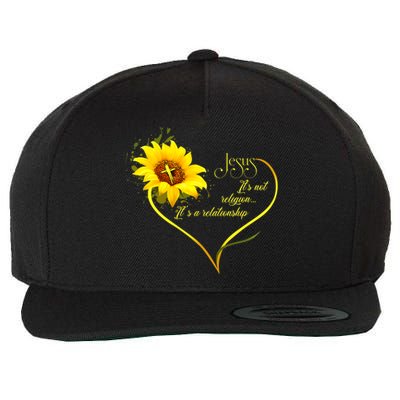 Jesus Its Not A Religion Its A Relationship Sunflower Art Short Sleeve Wool Snapback Cap