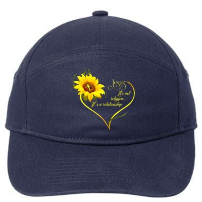 Jesus Its Not A Religion Its A Relationship Sunflower Art Short Sleeve 7-Panel Snapback Hat