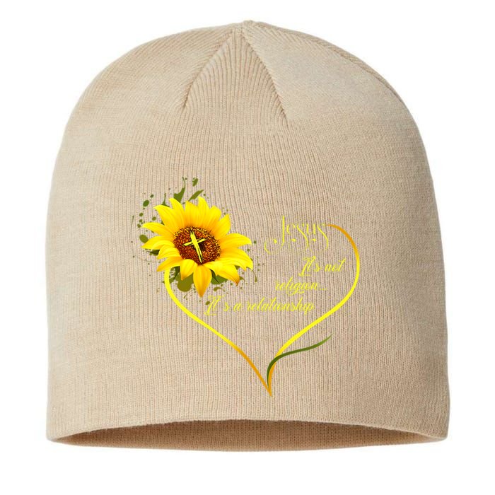 Jesus Its Not A Religion Its A Relationship Sunflower Art Short Sleeve Sustainable Beanie