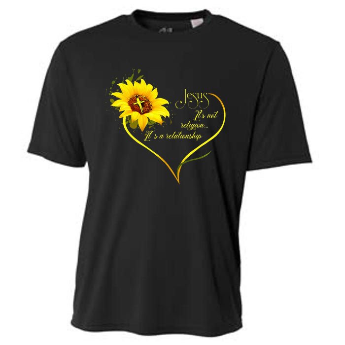 Jesus ItS Not A Religion ItS A Relationship Sunflower Cooling Performance Crew T-Shirt