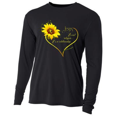 Jesus ItS Not A Religion ItS A Relationship Sunflower Cooling Performance Long Sleeve Crew