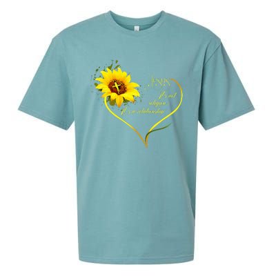 Jesus ItS Not A Religion ItS A Relationship Sunflower Sueded Cloud Jersey T-Shirt