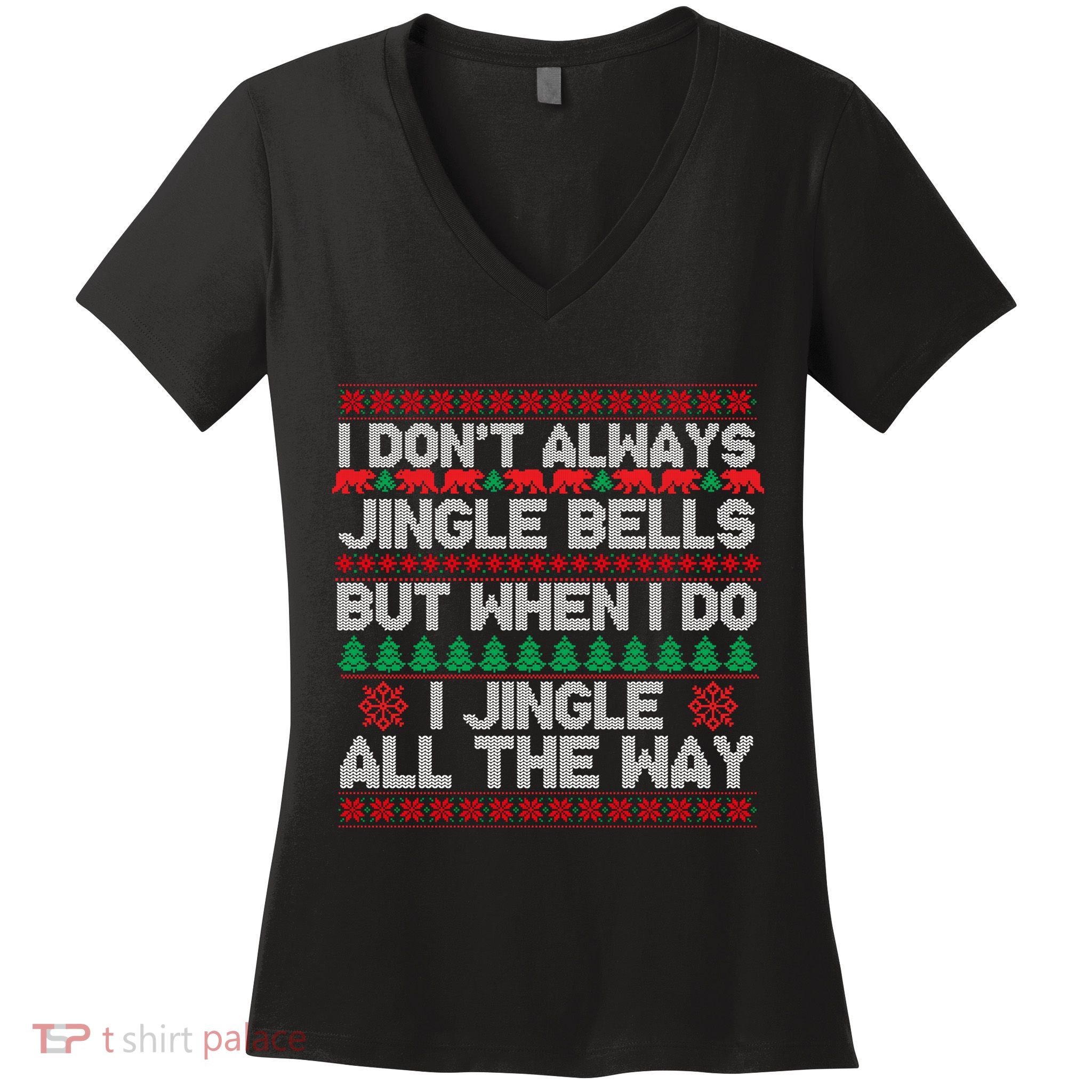 Jingle Bells All The Way Women's V-Neck T-Shirt