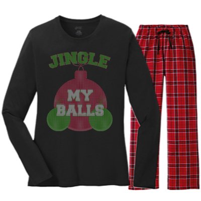 Jingle My Balls Funny X-Mas Women's Long Sleeve Flannel Pajama Set 