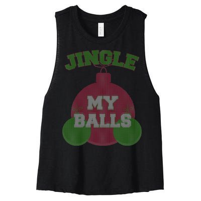 Jingle My Balls Funny X-Mas Women's Racerback Cropped Tank