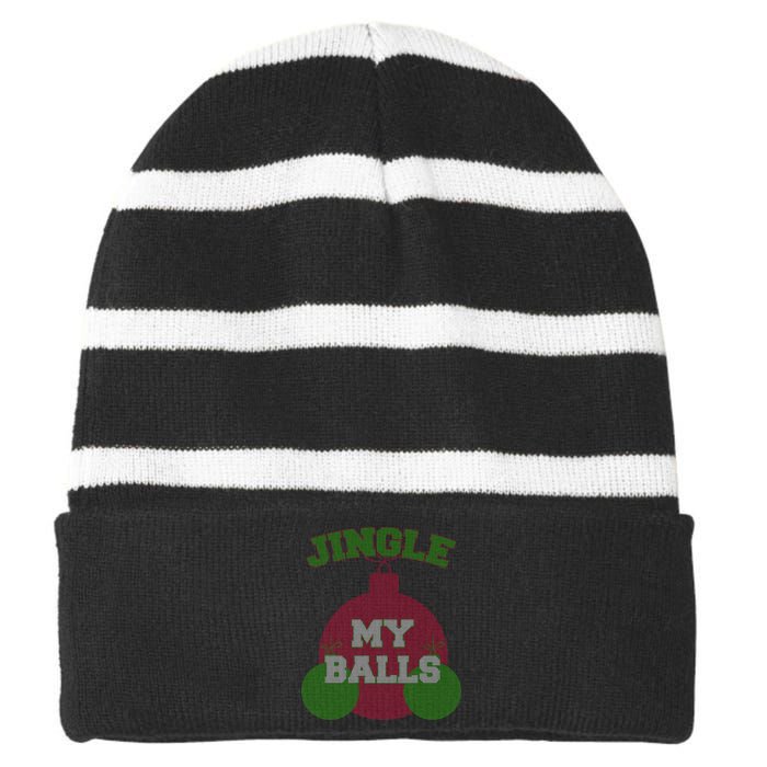 Jingle My Balls Funny X-Mas Striped Beanie with Solid Band