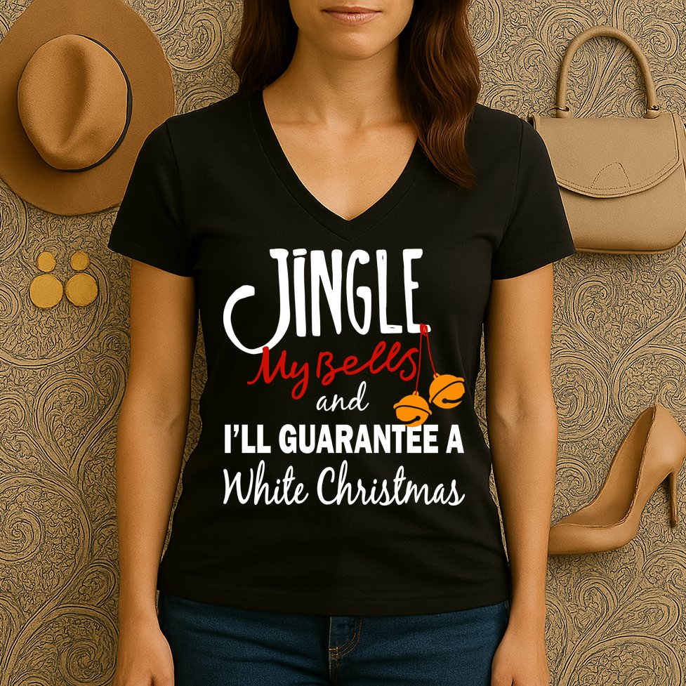 Jingle My Bells For White Christmas Women's V-Neck T-Shirt