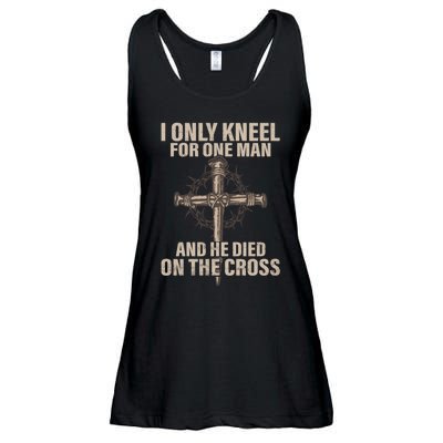 Jesus I Only Kneel For One Man An He Died On The Cross Ladies Essential Flowy Tank