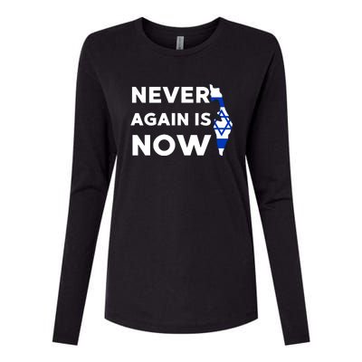 Jewish Israel Pride Am Yisrael Chai Never Again Is Now Womens Cotton Relaxed Long Sleeve T-Shirt