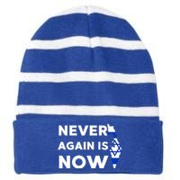 Jewish Israel Pride Am Yisrael Chai Never Again Is Now Striped Beanie with Solid Band