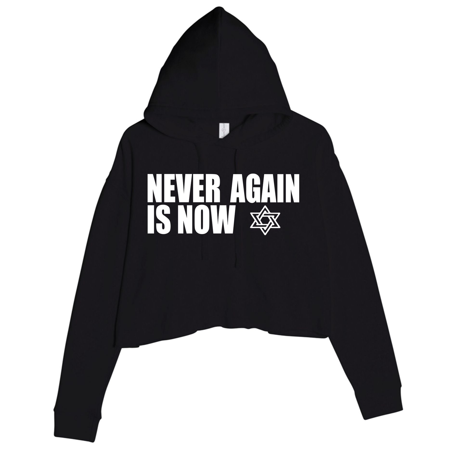 Jewish Israel Pride Am Yisrael Chai Never Again Is Now Crop Fleece Hoodie