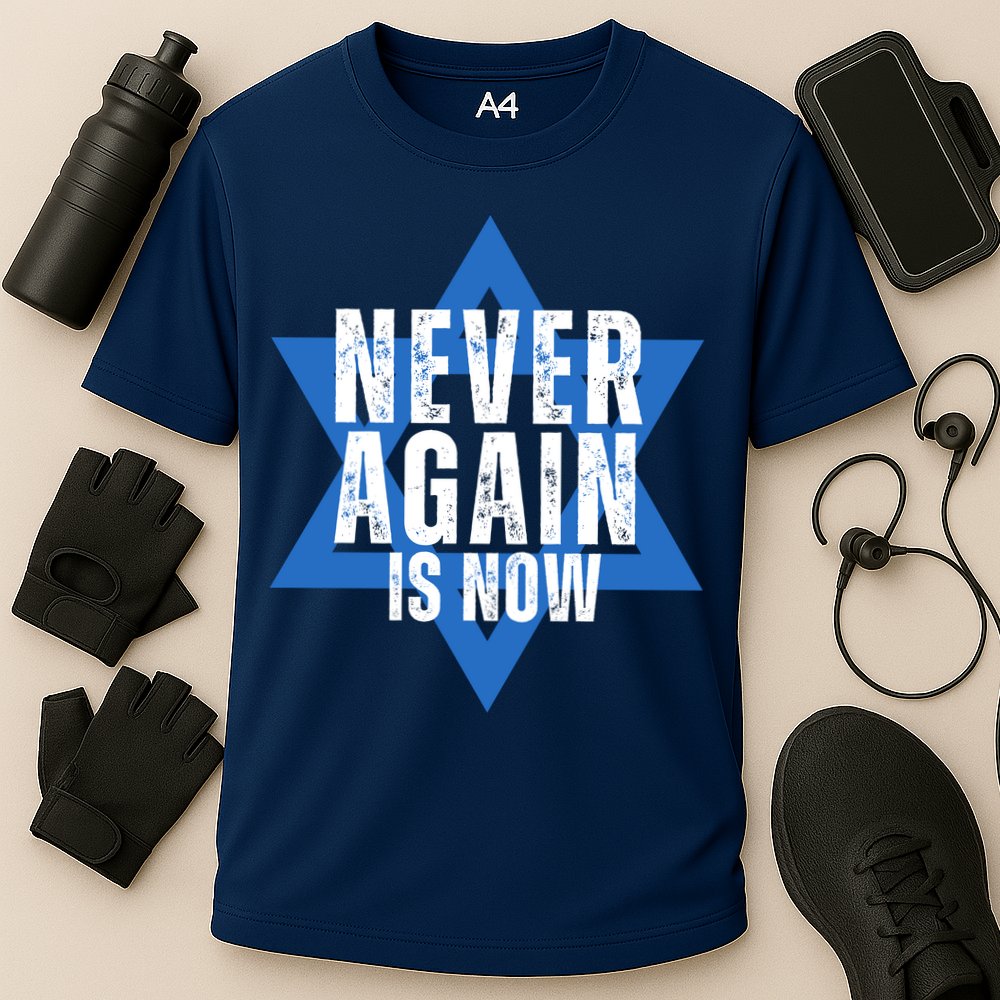 Jewish Israel Pride Am Yisrael Chai Never Again Is Now Cooling Performance Crew T-Shirt