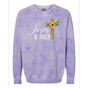 Jesus Is Risen Sunflower Cross Easter Colorblast Crewneck Sweatshirt