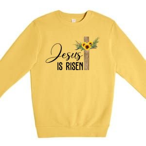 Jesus Is Risen Sunflower Cross Easter Premium Crewneck Sweatshirt