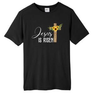 Jesus Is Risen Sunflower Cross Easter Tall Fusion ChromaSoft Performance T-Shirt