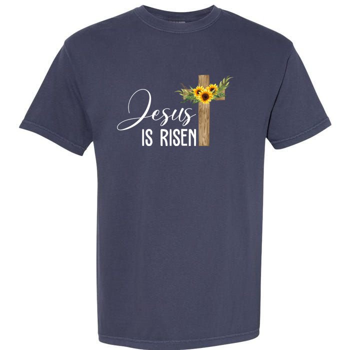 Jesus Is Risen Sunflower Cross Easter Garment-Dyed Heavyweight T-Shirt