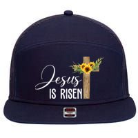 Jesus Is Risen Sunflower Cross Easter 7 Panel Mesh Trucker Snapback Hat