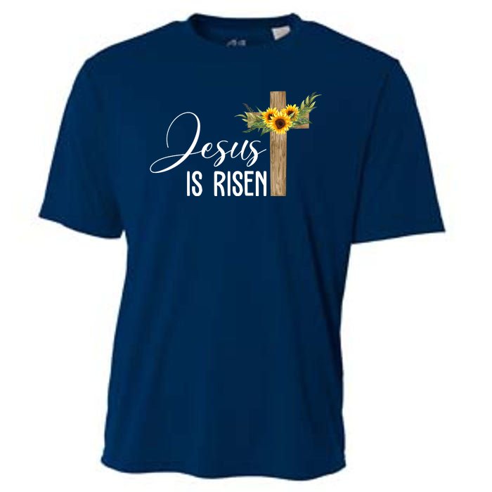 Jesus Is Risen Sunflower Cross Easter Cooling Performance Crew T-Shirt