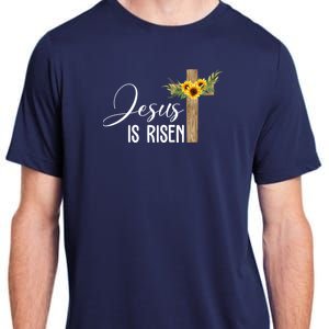 Jesus Is Risen Sunflower Cross Easter Adult ChromaSoft Performance T-Shirt