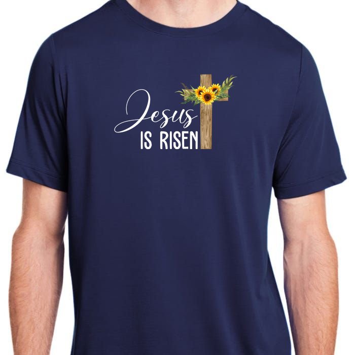 Jesus Is Risen Sunflower Cross Easter Adult ChromaSoft Performance T-Shirt