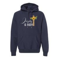 Jesus Is Risen Sunflower Cross Easter Premium Hoodie