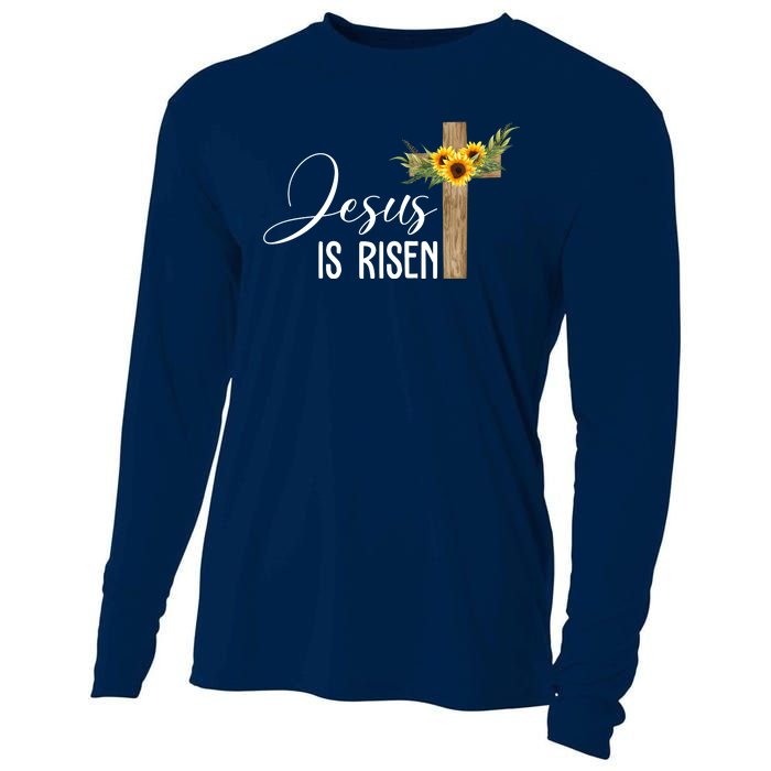 Jesus Is Risen Sunflower Cross Easter Cooling Performance Long Sleeve Crew