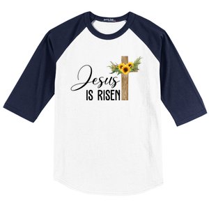 Jesus Is Risen Sunflower Cross Easter Baseball Sleeve Shirt