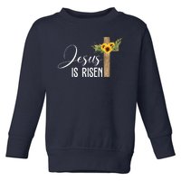 Jesus Is Risen Sunflower Cross Easter Toddler Sweatshirt