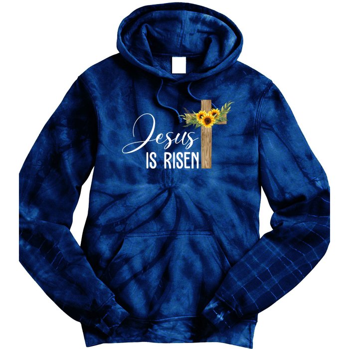 Jesus Is Risen Sunflower Cross Easter Tie Dye Hoodie