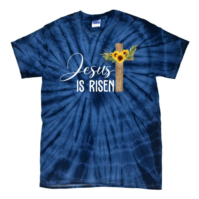 Jesus Is Risen Sunflower Cross Easter Tie-Dye T-Shirt