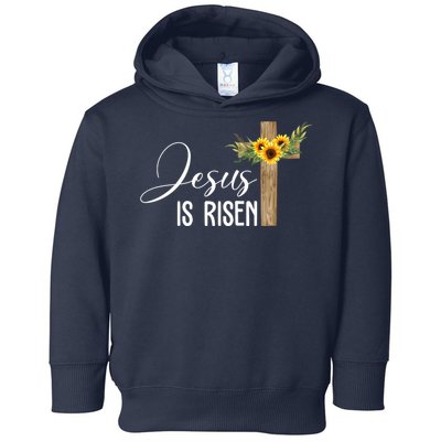 Jesus Is Risen Sunflower Cross Easter Toddler Hoodie