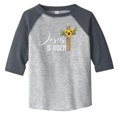 Jesus Is Risen Sunflower Cross Easter Toddler Fine Jersey T-Shirt