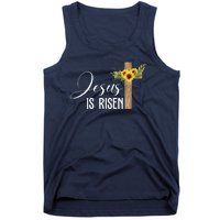 Jesus Is Risen Sunflower Cross Easter Tank Top