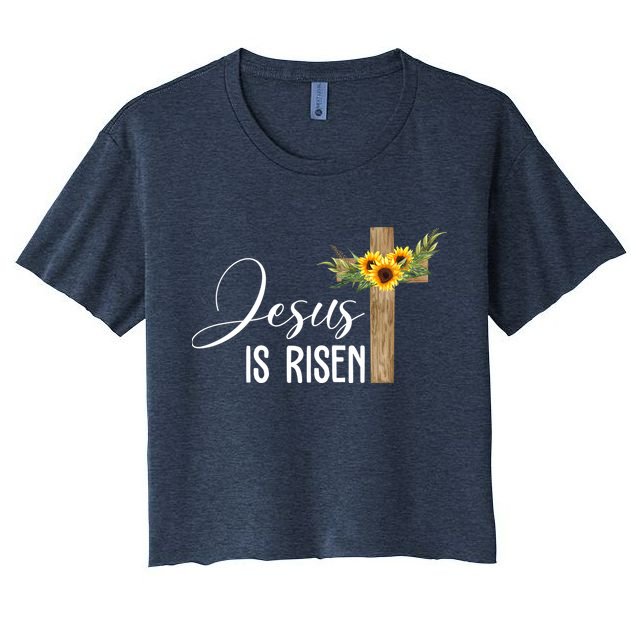 Jesus Is Risen Sunflower Cross Easter Crop Top