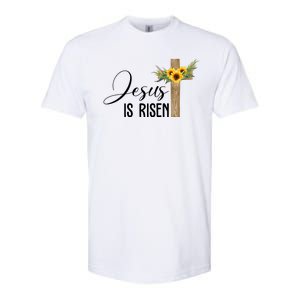 Jesus Is Risen Sunflower Cross Easter Softstyle CVC T-Shirt