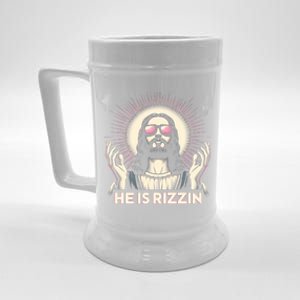 Jesus Is Rizzen Easter Christian Religious He Is Rizzin Beer Stein