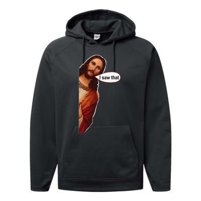 Jesus I saw that cute graphic top tee short sleeve Performance Fleece Hoodie