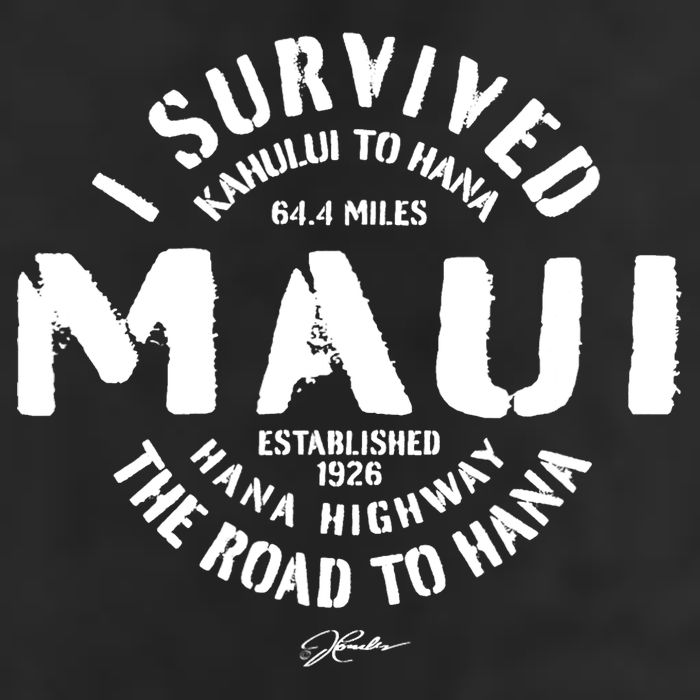 JCombs: I Survived The Road To Hana (Hana Highway) Maui 7 Panel Mesh Trucker Snapback Hat
