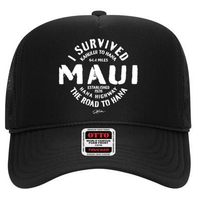 JCombs: I Survived The Road To Hana (Hana Highway) Maui High Crown Mesh Back Trucker Hat