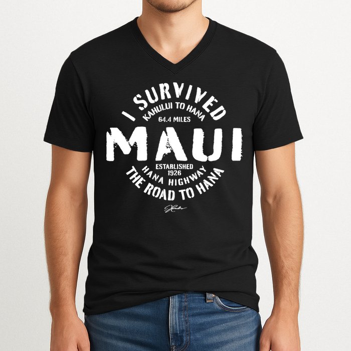 JCombs: I Survived The Road To Hana (Hana Highway) Maui V-Neck T-Shirt