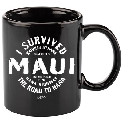 JCombs: I Survived The Road To Hana (Hana Highway) Maui 11oz C Handle Ceramic Mug